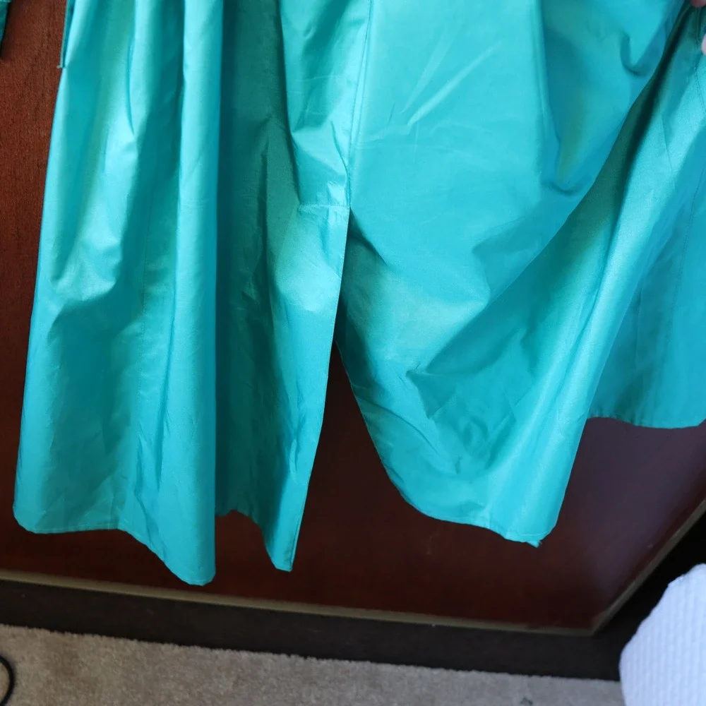 British Mist Vintage ALORNA Teal Women's Raincoat‎ Trench Coat Belted Size 15/16